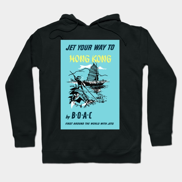 Hong Kong Vintage Travel Poster Hoodie by vintagetreasure